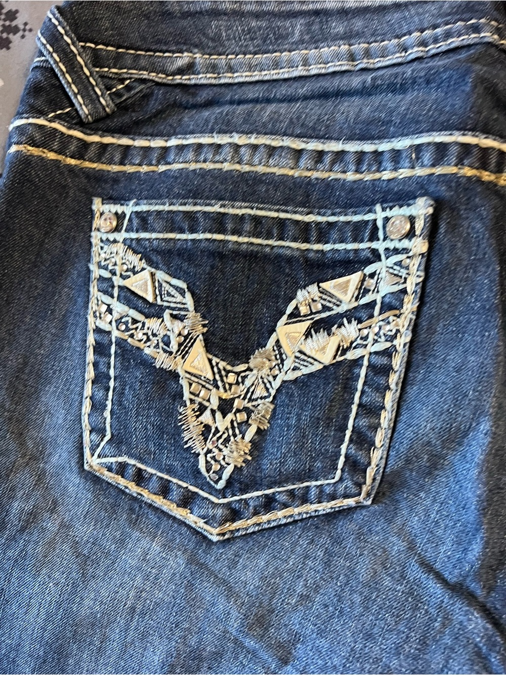 Vigoss Dark Blue Flare Jeans - Wide Leg Denim - Picture 8 of 8